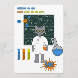 Professor Cat Uitnodigingskaart Kaart