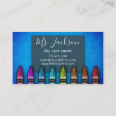 Professor Preschool Leraar Glitter Rainbow Crayon Visitekaartje (Achterkant)