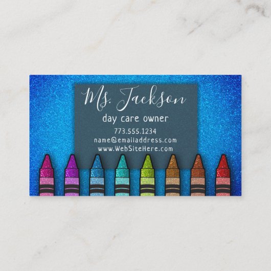Professor Preschool Leraar Glitter Rainbow Crayon Visitekaartje (Achterkant)