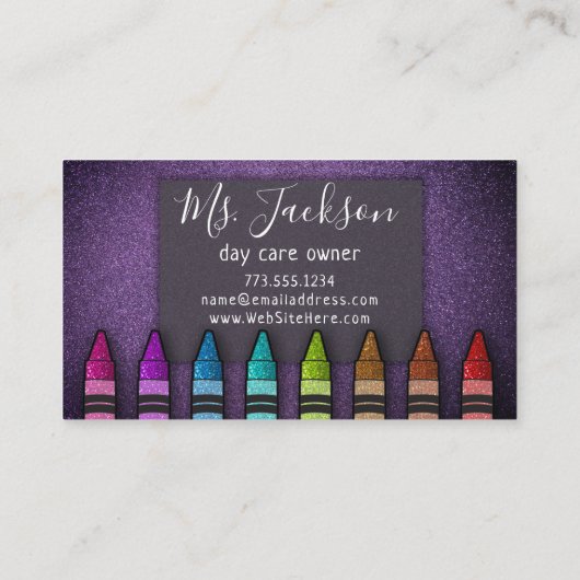 Professor Preschool Leraar Glitter Rainbow Crayon Visitekaartje (Achterkant)