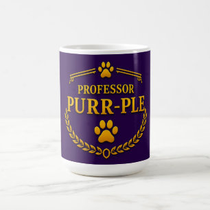 Professor Purr-ple™ Paarse en Gouden Kat Koffiemok