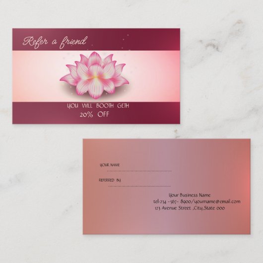 Proffesional Elegant Lotus Referral Card (Voorkant / Achterkant)
