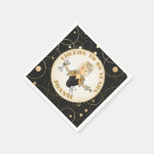 Proficiat aan 80 voor Haar Leuk Goud Zwart 80ste V Servet (Hoek)