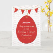 Proficiat aan Baby Red Egg en Ginger Stripes Kaart (Gele Bloem)