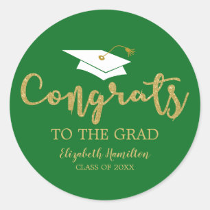 Proficiat aan het Afstudeerder gouden glitter chiq Ronde Sticker