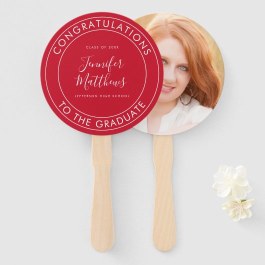 Proficiat aan The Afstuderen Red Handwaaier (Voorkant en achterkant)