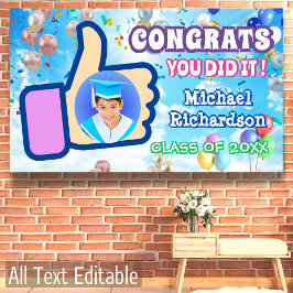 Proficiat duimen omhoog Je deed het Ballon Confett Spandoek