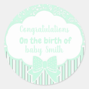 Proficiat met de geboorte van ronde sticker
