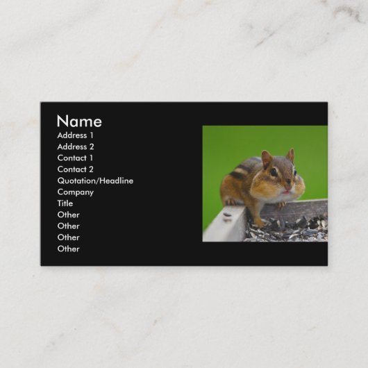 profiel of visitekaartje, chipmunk visitekaartje (Voorkant)