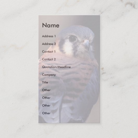 profiel of visitekaartje, vaten visitekaartje (Voorkant)