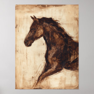 Profiel van bruine wilde paarden poster