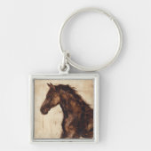 Profiel van bruine wilde paarden sleutelhanger (Voorkant)