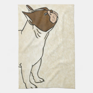 Profiel van de Franse Bulldog die omhoog kijkt Theedoek