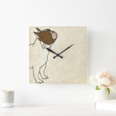 Profiel van de Franse Bulldog die omhoog kijkt Vierkante Klok (Huis)