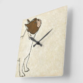 Profiel van de Franse Bulldog die omhoog kijkt Vierkante Klok (Hoek)