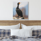 Profiel van een dubbel-Crested Cormorant Canvas Afdruk (Insitu (Slaapkamer))