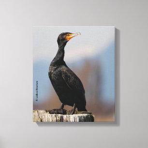 Profiel van een dubbel-Crested Cormorant Canvas Afdruk
