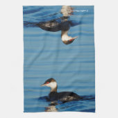 Profiel van een Gehoornde Grebe Theedoek (Verticaal)