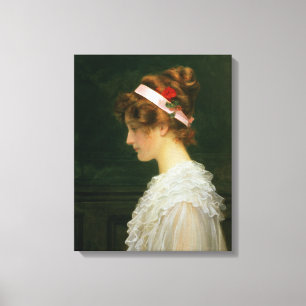 Profiel van een jong meisje canvas afdruk