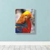 Profiel van een rode gulden fazant canvas afdruk (Insitu (Houten vloer))