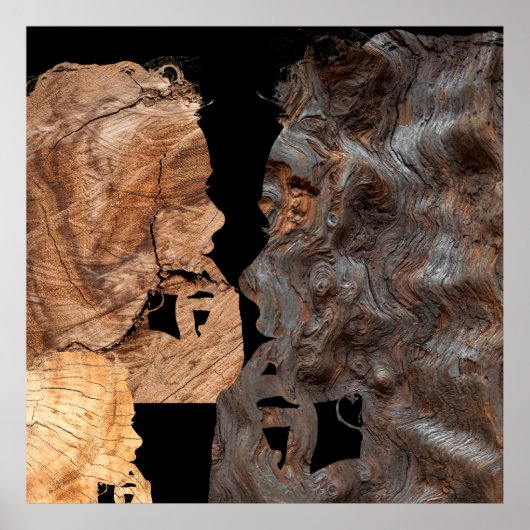 Profiel van ondoorzichtige vrouw - hout poster (Voorkant)