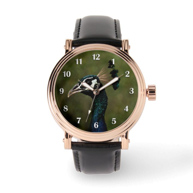 Profiel van Peacock White Numbers Horloge (Voorkant)