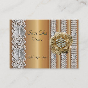 Profielkaart Save the Date Trouw Gouden Kant Siera Visitekaartje