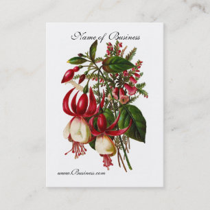 Profielkaart Vintage Rode Bloemen Visitekaartje