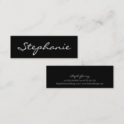 Profielkaart voor leesbare zwart-witlettertypen mini visitekaartje (Voorkant / Achterkant)