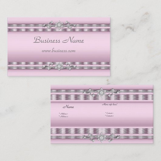 Profielkaart Zakelijk Zacht Roze Zilveren Juweel Visitekaartje (Voorkant / Achterkant)
