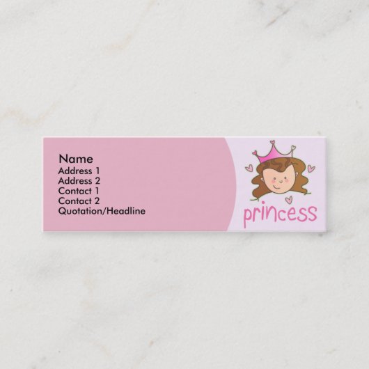profielkaarten van Brunette Princess Skinny Mini Visitekaartje (Voorkant)