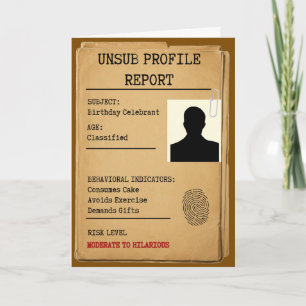 Profielrapport van onbekende verdachte Verjaardags Kaart