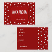 Profil Carte de nom personnel Retro Red White Spot (Devant / Derrière)