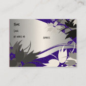 Profil Carte de visite noir argent bleu floral (Dos)