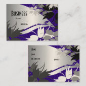Profil Carte de visite noir argent bleu floral (Devant / Derrière)