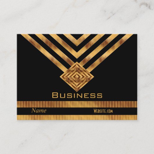 Profil Carte de visite Retro Black Gold Stripe (Devant)