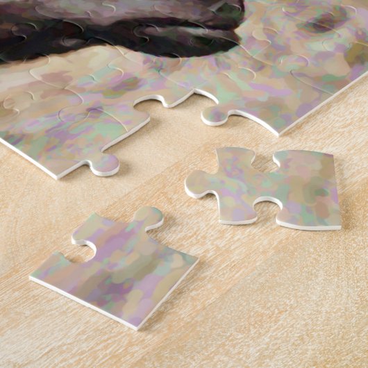 Profil de cheval noir - Puzzle moyen (Côté)