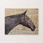 Profil de cheval noir - Puzzle moyen (Horizontal)