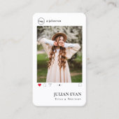 Profil Instagram simple Photo Carte de visite blan (Devant)