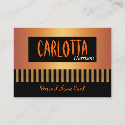 Profil Nom personnel Carte Café Gold Stripe (Devant)