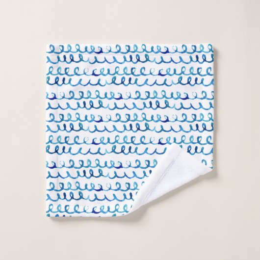 Profil onduleux d'aquarelle bleue peinte à la main (Gant de toilette)