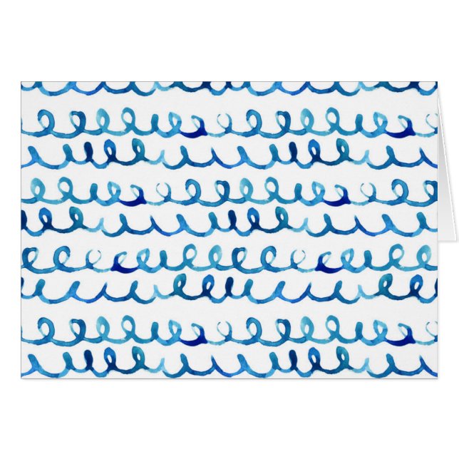 Profil onduleux d'aquarelle bleue peinte à la main (Devant horizontal)