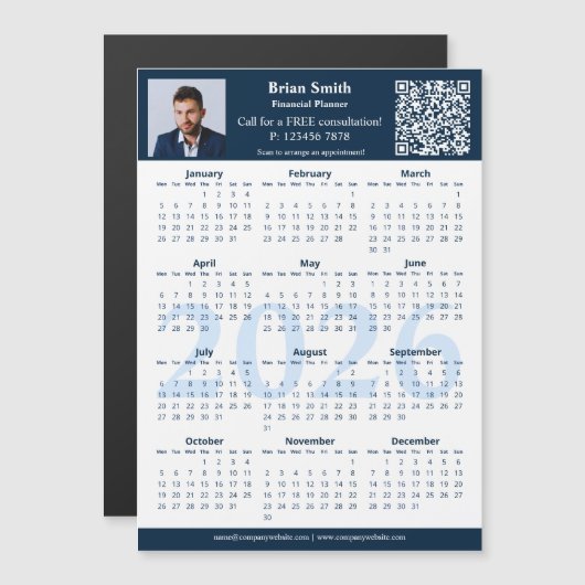 Profile Financial Planner 2026 Calendar Magnet (Devant / Derrière)