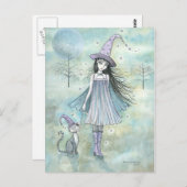 Profiter de la Nuit  Carte postale de chat sorcièr (Devant / Derrière)