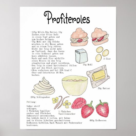 Profiteroles-Rezept Poster (Voorkant)