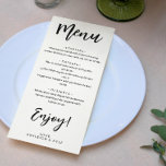 Profitez de Charmante Calligraphie Elégant Menu Ma<br><div class="desc">Charmant menu mariage noir et blanc avec une combinaison d'une police moderne propre et d'un script noir audacieux. Ajoutez vos noms et le menu mariage. Menu très tendance et minimaliste mariage en noir et blanc. Profitez du menu mariage personnalisé avec vos noms.</div>