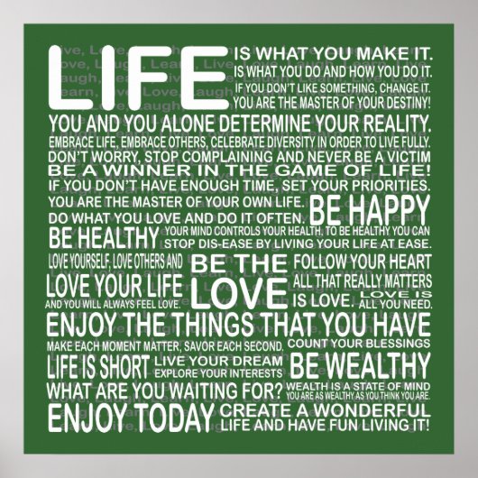 Profitez de votre affiche de vie en vert (Devant)