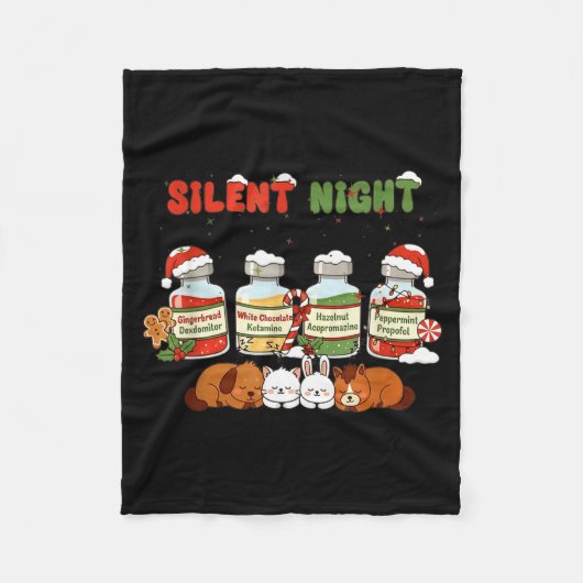 Profol Silent Night Funny Vet Tech Christmas  Fleece Deken (Voorkant)