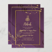 PROFONDE VIE OR FEUILLES Mariage Invitation (Devant / Derrière)