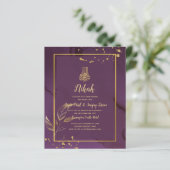 PROFONDE VIE OR FEUILLES Mariage Invitation (Debout devant)